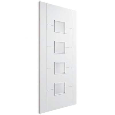 Vancouver White Primed 4 Glazed Frosted Light Panels Interior Door - All Sizes - LPD Doors Doors