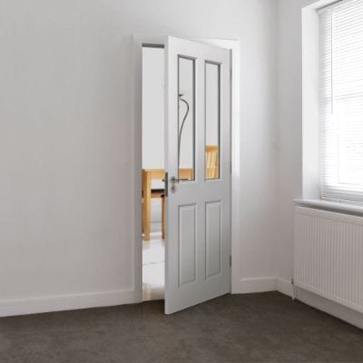 Canterbury 2 Light Panel Glazed White Primed Internal Door - All Sizes - JB Kind
