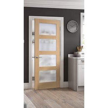 Load image into Gallery viewer, LPD Oak Shaker 4 Frosted Glass Light Panel Glazed Pre-Finished Internal Door - All Sizes - LPD Doors Doors
