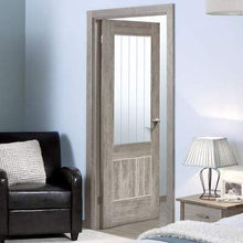 Load image into Gallery viewer, Mexicano Light Grey Laminated 1 Glazed Clear With Frosted Lines Light Panel Interior Door - All Sizes - LPD Doors Doors
