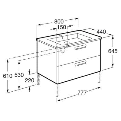 The Gap Unik 800mm Base Bathroom Unit & Basin - All Colours - Roca