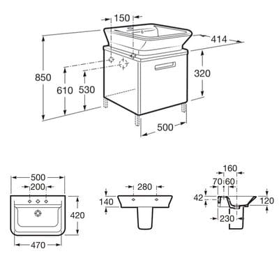 The Gap 500mm Base Bathroom Unit - All Colours - Roca