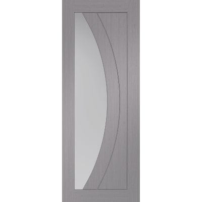 Salerno Pre-Finished Light Grey Internal Door with Clear Glass - 2040 x 726 x 35mm - XL Joinery