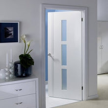 Load image into Gallery viewer, Sierra Blanco White Pre-Finished 3 Glazed White Frosted Panels Interior Door - All Sizes - LPD Doors Doors
