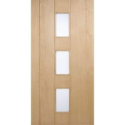 Copenhagen Oak Unfinished 3 Double Glazed Frosted Light Panels External Door - All Sizes - LPD Doors Doors
