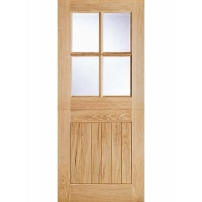 Cottage Stable Oak Unfinished 4 Double Glazed Clear Light Panels External Door - All Sizes - LPD Doors Doors