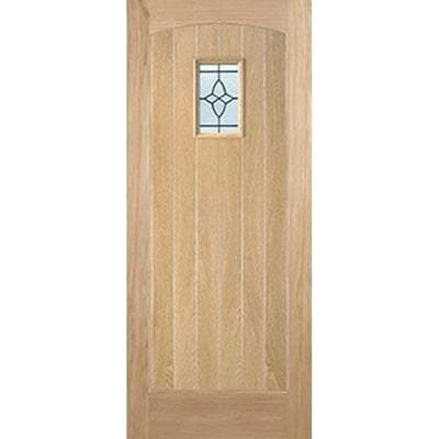 Cottage Oak Unfinished 1 Double Glazed Lead Light Panel External Door - All Sizes - LPD Doors Doors