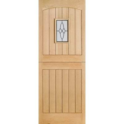 Cottage Stable Oak Unfinished 1 Double Glazed Lead Light Panel External Door - All Sizes - LPD Doors Doors
