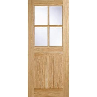 Cottage Oak Unfinished 4 Double Glazed Clear Light Panels External Door - All Sizes - LPD Doors Doors