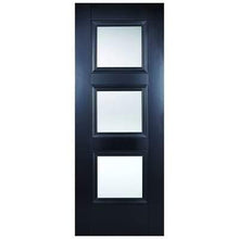 Load image into Gallery viewer, Amsterdam Black Primed 3 Glazed Clear Bevelled Light Panel Interior Door - All Sizes - LPD Doors Doors
