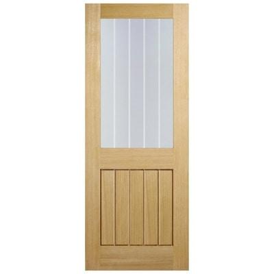 LPD Oak Belize 1 Light Panel Silkscreen Glazed Un-Finished Internal Door - All Sizes - LPD Doors Doors