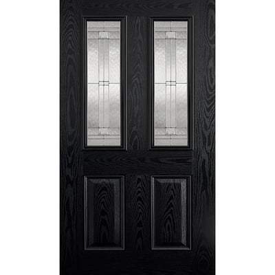 Malton Black GRP Pre-Finished 2 Double Glazed Lead Light Panels - All Sizes - LPD Doors Doors