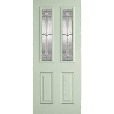 Malton Light Green GRP Pre-Finished 2 Double Glazed Lead Light Panels - All Sizes - LPD Doors Doors