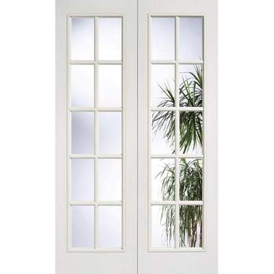 SA Moulded White Primed 10 Glazed Clear Light Panels Pair Interior Doors - 1981mm x 1168mm - LPD Doors Doors