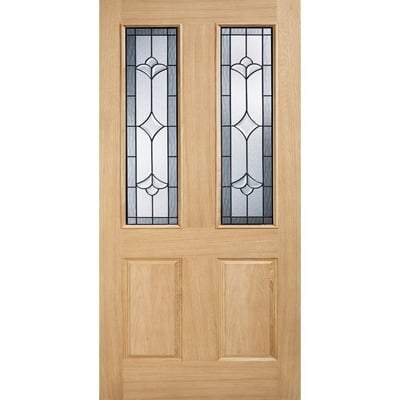 Salisbury Oak Unfinished 2 Part Obscure Double Glazed Light Panels External Door - All Sizes - LPD Doors Doors