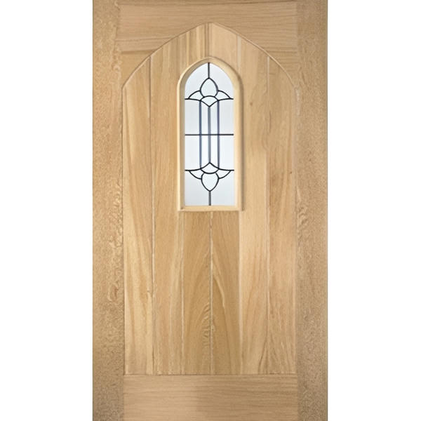 Westminster Oak Unfinished 1 Lead Glazed Light Panel External Door - All Sizes - LPD Doors Doors
