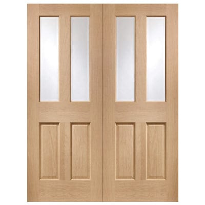 Malton Internal Oak Rebated Door Pair with Clear Bevelled Glass - XL Joinery