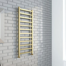 Load image into Gallery viewer, Mineral Square Bar Brushed Brass Towel Rail - All Sizes - Aqua

