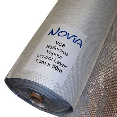 Novia VC8 Reflective Air and Vapour Check Laminate 1.5m x 50m (75m2) - Novia