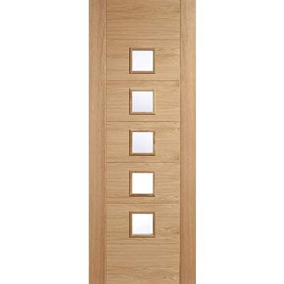 Oak Carini 5 Clear Light Panel Pre-Finished Internal Door - All Sizes - LPD Doors Doors