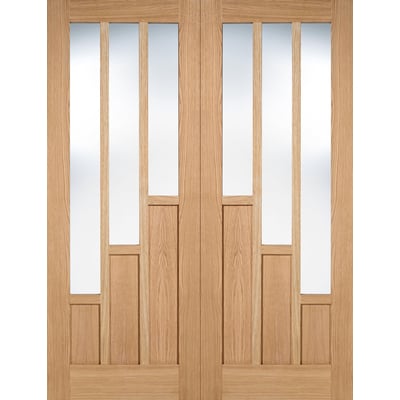 LPD Oak Coventry 3 Light Panel Pair Un-Finished Internal Doors - All Sizes - LPD Doors Doors
