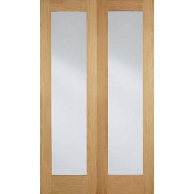 Oak Pattern 20 - French Door Pair x 2 Glazed Clear Light Panels Un-Finished Internal Doors - All Sizes - LPD Doors Doors