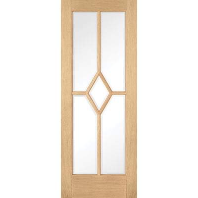 Oak Reims 5 Glazed Clear (Diamond) Panels Pre-Finished Internal Door - All Sizes - LPD Doors Doors