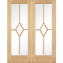 Load image into Gallery viewer, Oak Reims 5 Glazed Clear (Diamond) Panels Pre-Finished Internal French Doors - All Sizes - LPD Doors Doors
