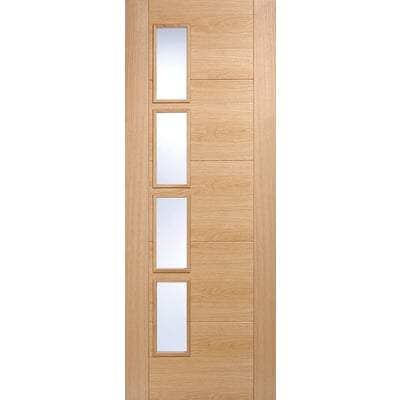 Oak Vancouver 4 Light Panel Offset Pre-Finished Internal Door - All Sizes - LPD Doors Doors