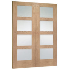 Load image into Gallery viewer, Shaker Internal Oak Rebated Door Pair with Clear Glass - XL Joinery
