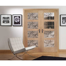Load image into Gallery viewer, Shaker Internal Oak Rebated Door Pair with Clear Glass - XL Joinery
