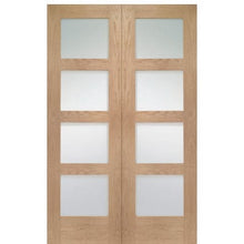 Load image into Gallery viewer, Shaker Internal Oak Rebated Door Pair with Clear Glass - XL Joinery
