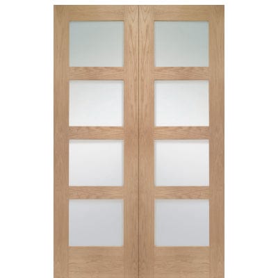 Shaker Internal Oak Rebated Door Pair with Clear Glass - XL Joinery