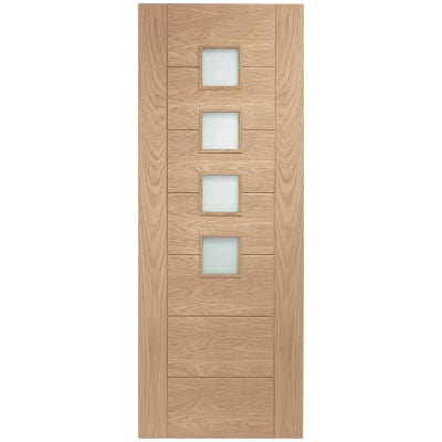 Palermo Original Unfinished Oak Internal Door with Obscure Glass - XL Joinery