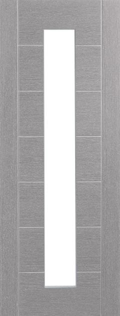 Palermo Pre-Finished Light Grey Door with Clear Glass 2040 x 726mm - XL Joinery