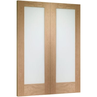 Pattern 10 Internal Oak Rebated Door Pair with Clear Glass - XL Joinery