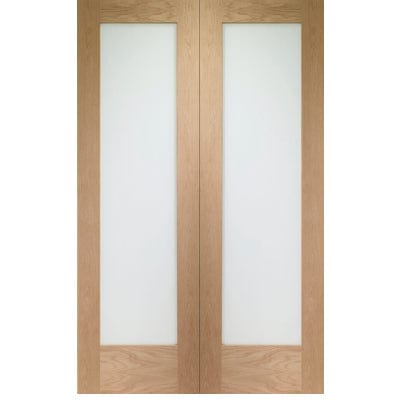 Pattern 10 Internal Oak Rebated Door Pair with Clear Glass - XL Joinery