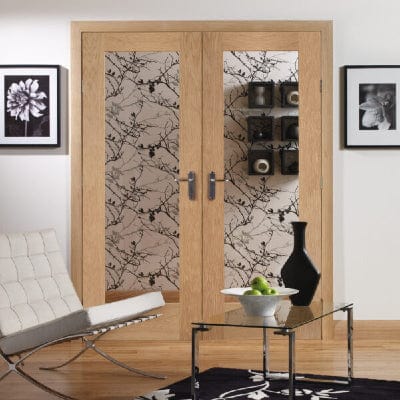 Pattern 10 Internal Oak Rebated Door Pair with Clear Glass - XL Joinery