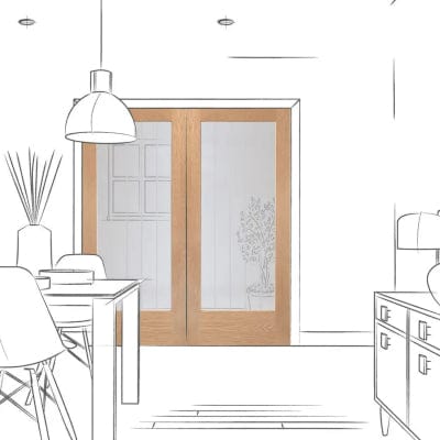 XL Joinery Pattern 10 Internal Oak Rebated Door Pair with Obscure Glass ...