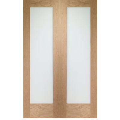 Pattern 10 Internal Oak Rebated Door Pair with Obscure Glass - XL Joinery