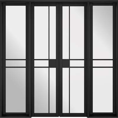 Greenwich Black Primed 16 Glazed Clear Light Panels Interior Room Divider - 2031mm x 2478mm - LPD Doors Doors