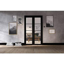 Load image into Gallery viewer, Soho Black Primed 8 Glazed Clear Light Panels Interior Room Divider - 2031mm x 1246mm - LPD Doors Doors
