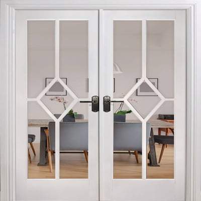 Reims White Primed 10 Glazed Clear Bevelled Light Panels Interior Room Divider - 2031mm - 1246mm - LPD Doors Doors