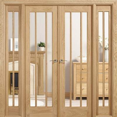 Lincoln Oak Unfinished 10 Glazed Clear Light Panels Interior Room Divider - 2031mm x 1904mm - LPD Doors Doors