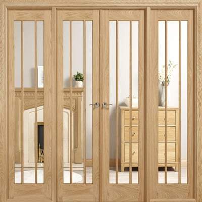 Lincoln Oak Unfinished 12 Glazed Clear Light Panels Interior Room Divider - 2031mm x 2478mm - LPD Doors Doors