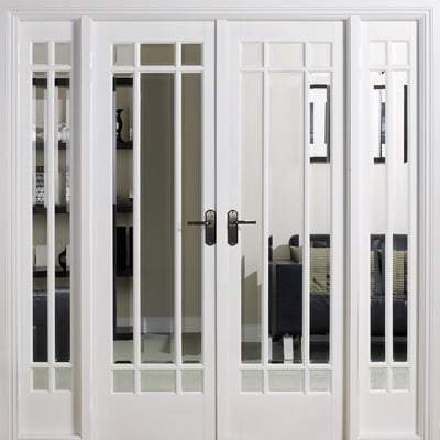 Manhattan White Primed 30 Glazed Clear Bevelled Light Panels Interior Room Divider - 2031mm x 1904mm - LPD Doors Doors