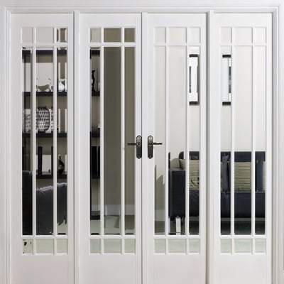 Manhattan White Primed 36 Glazed Clear Bevelled Light Panels Interior Room Divider - 2031mm x 2478mm - LPD Doors Doors