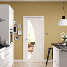 Load image into Gallery viewer, Salerno Internal White Primed Fire Door with Clear Glass - XL Joinery
