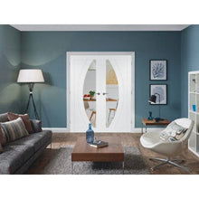 Load image into Gallery viewer, Salerno Internal White Primed Rebated Door Pair with Clear Glass - XL Joinery
