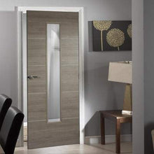 Load image into Gallery viewer, Santandor Light Grey Laminated 1 Glazed Clear Light Panel Interior Door - All Sizes - LPD Doors Doors
